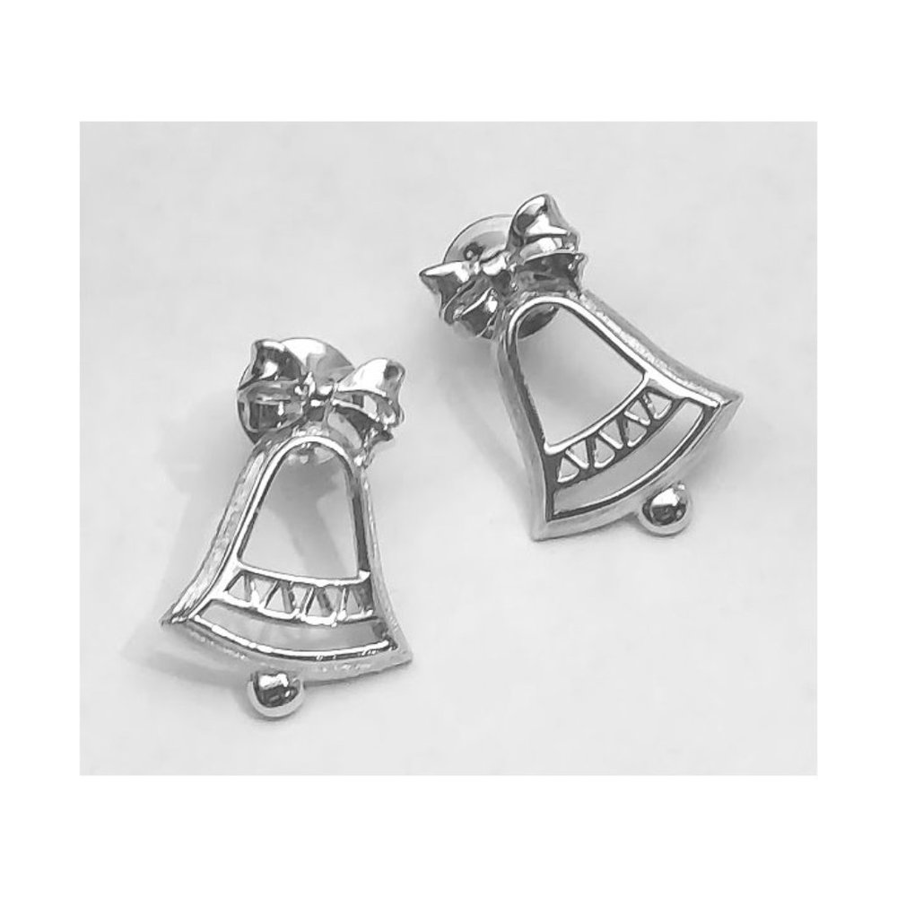 Vintage Avon Festive Silver Bell Openwork Lapel Pins